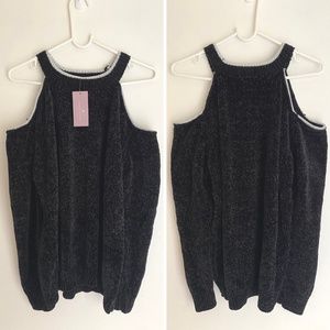 NWT Maverick The Collection Women's Open Shoulder Teddy Plush Sweater [US 1X]